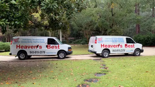 Heaven's Best Van parked in driveway.